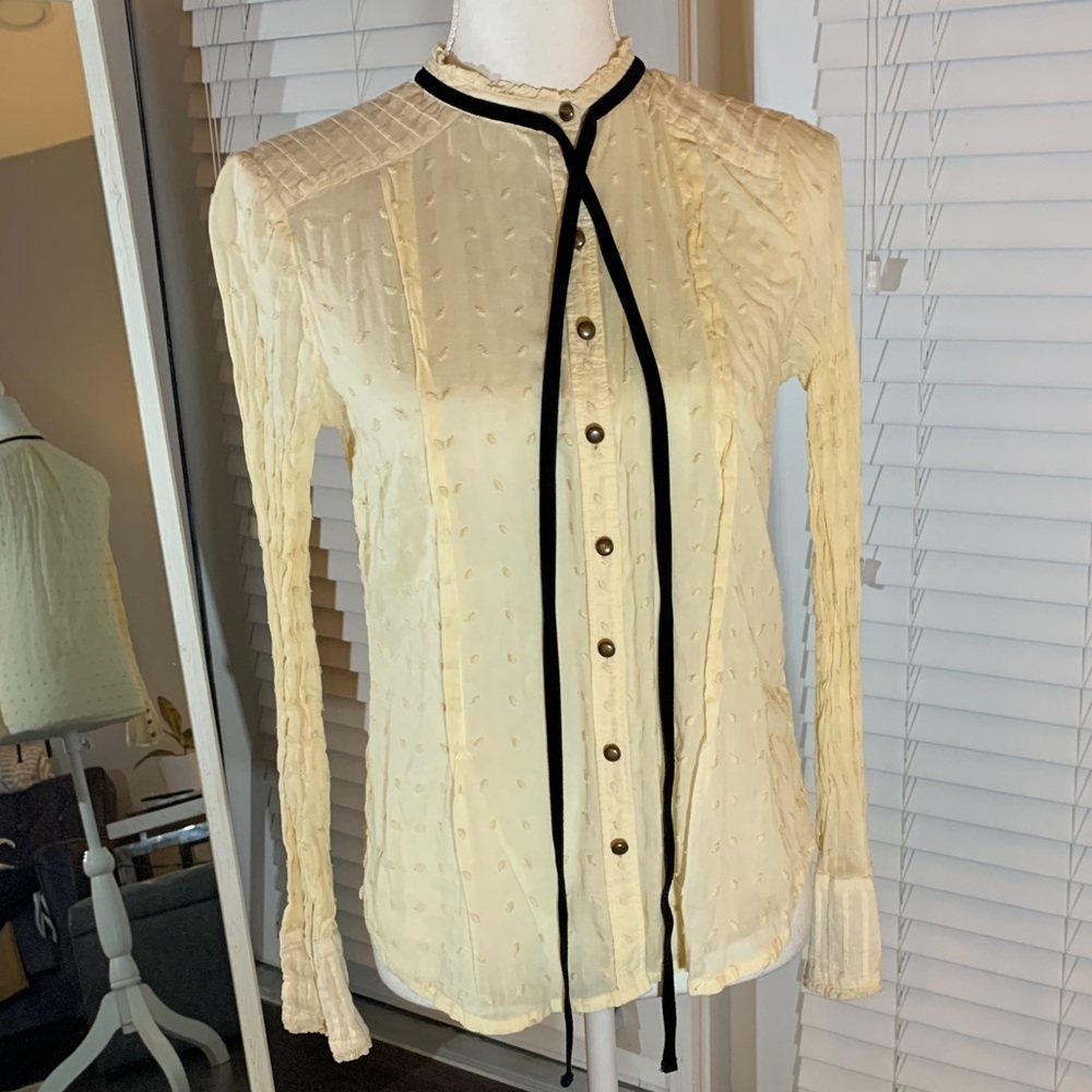 Cream color tie neck vintage blouse